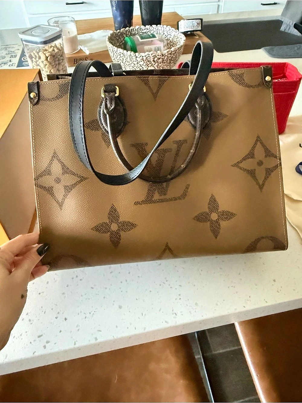 Louis Vuitton OnTheGo GM Brown & Red Tote